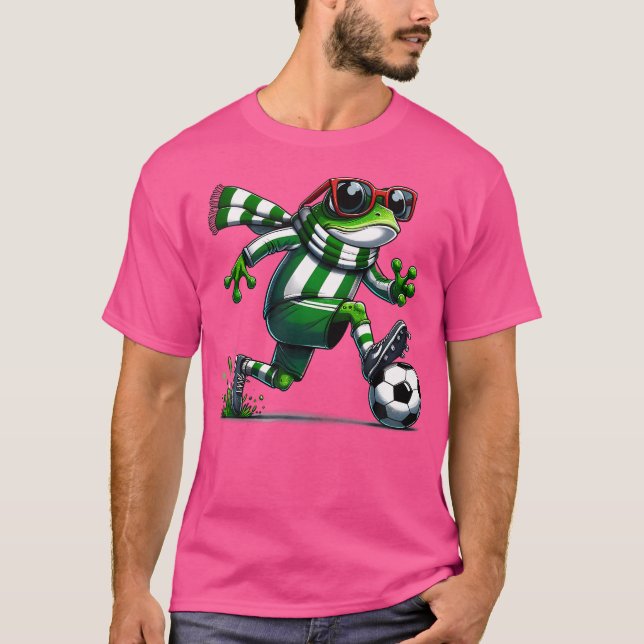 Funny Soccer Frog Animal Frog Playing Soccer T-Shirt (Vorderseite)