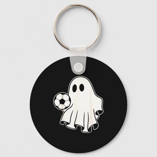 Funny Soccer Ghost Playing Soccer Lovers Halloween Schlüsselanhänger (Vorderseite)