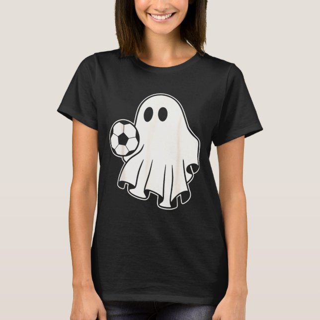 Funny Soccer Ghost Playing Soccer Lovers Halloween T-Shirt (Vorderseite)