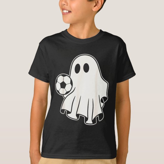 Funny Soccer Ghost Playing Soccer Lovers Halloween T-Shirt (Vorderseite)
