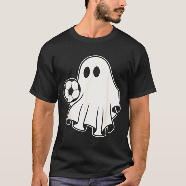 Funny Soccer Ghost Playing Soccer Lovers Halloween T-Shirt (Vorderseite)