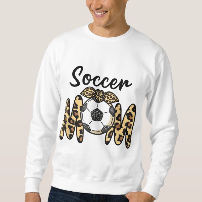 Funny Soccer Mama Leopard-Druck mit Bugbühne Sweatshirt (Vorderseite)