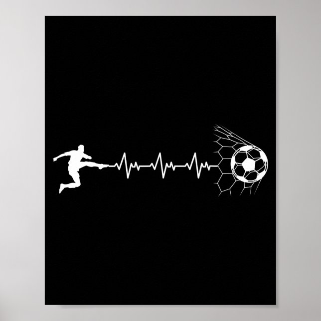 Funny Soccer Player Heart Pulse Graphic Srt Footba Poster (Vorne)