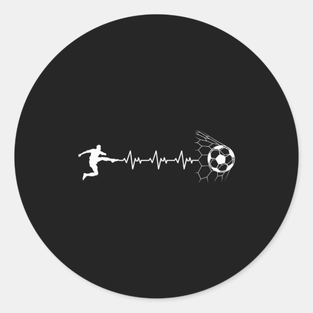 Funny Soccer Player Heart Pulse Graphic Srt Footba Runder Aufkleber (Vorderseite)