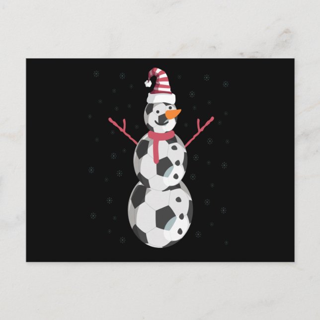 Funny Soccer Snowman Weihnachten Neues Jahr Gesche Postkarte (Vorderseite)
