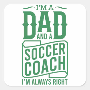 Funny Soccer Vater Fathers Day Im Vater und Fußba Quadratischer Aufkleber