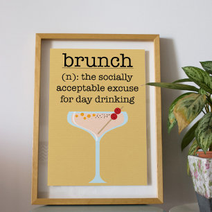 Funny Social Brunch Drink Quote Typografie Poster