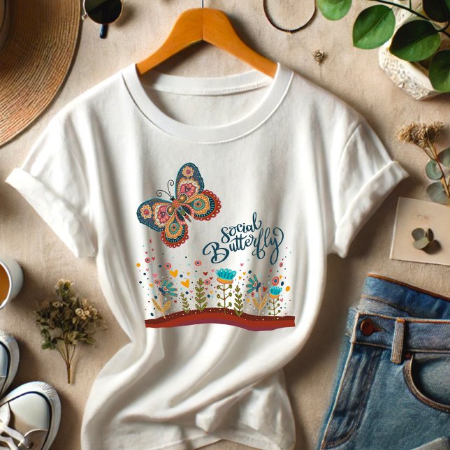 Funny Social Butterfly farbenfrohe Volksinspiriert Tri-Blend Shirt (Von Creator hochgeladen)