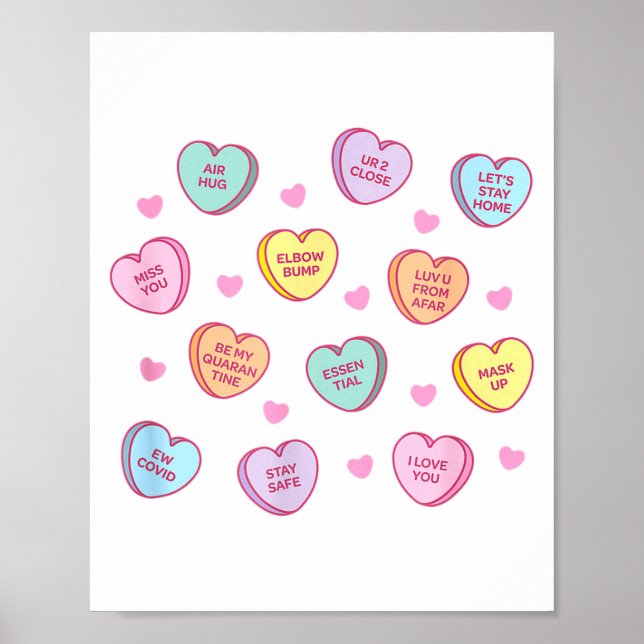 Funny Social Distance Valentine Candy Conversation Poster (Vorne)
