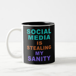 Funny "Social Media" benutzerdefinierte Monogramm- Zweifarbige Tasse