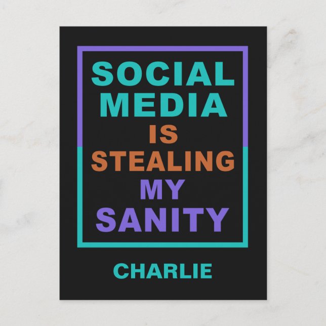 Funny "Social Media" individuelle Name Postcard Postkarte (Vorderseite)