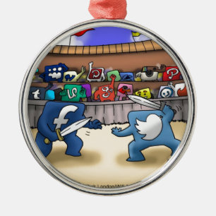 Funny Social Media Silbernes Ornament