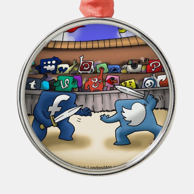 Funny Social Media Silbernes Ornament (Vorne)