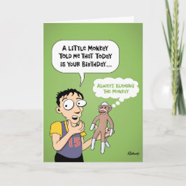 Funny Sock Monkey Birthday Karte