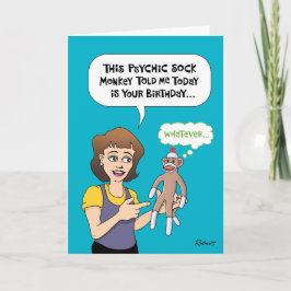 Funny Sock Monkey Birthday Karte