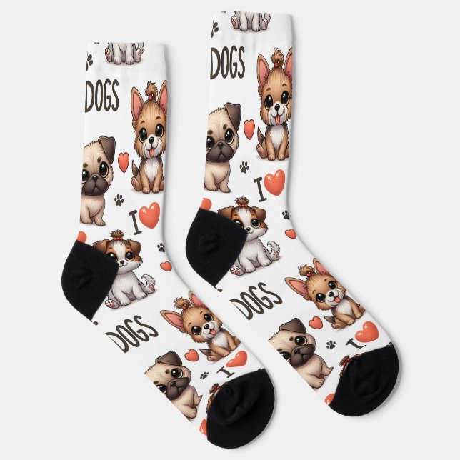 Funny Socks with I Love Dogs , Adorable Pet Lover  Socken (Rechts)