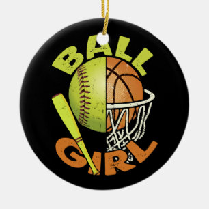 Funny Softball Basketball Girl Keramik Ornament