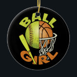 Funny Softball Basketball Keramik Ornament<br><div class="desc">Funny Softball Basketball</div>