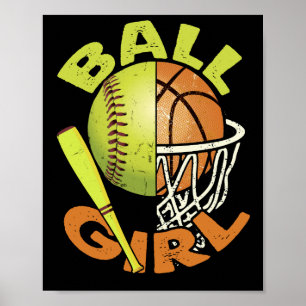 Funny Softball Basketball Poster