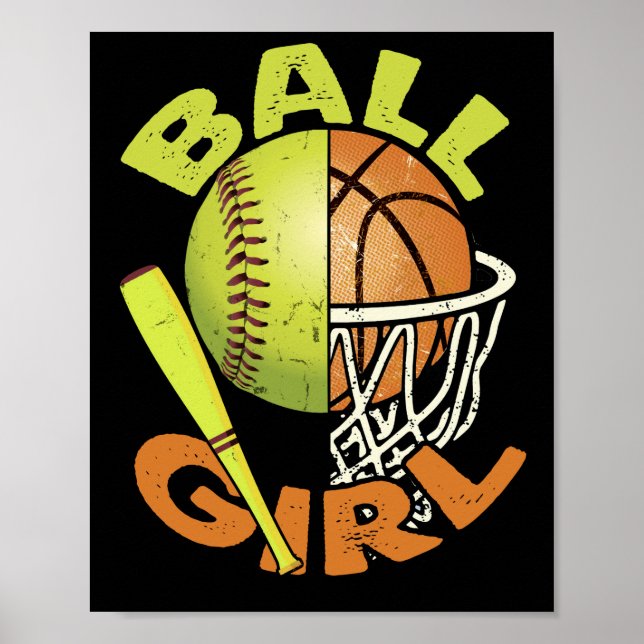 Funny Softball Basketball Poster (Vorne)