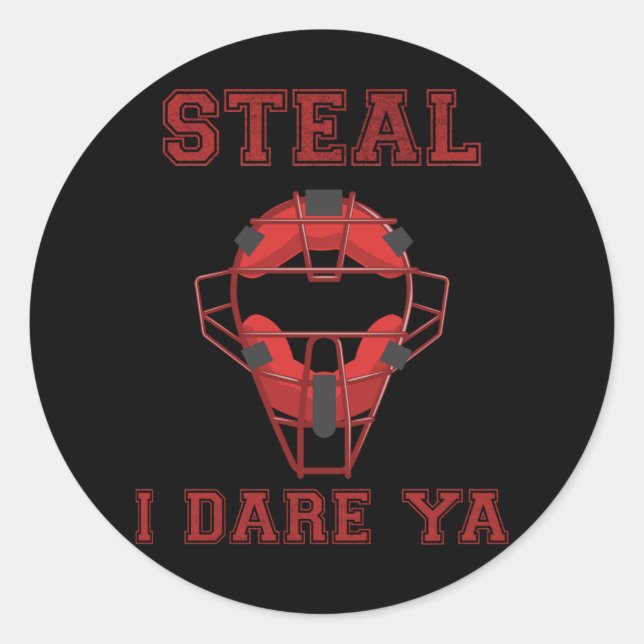 Funny Softball Catcher Steal Spaß Baseball Runder Aufkleber (Vorderseite)