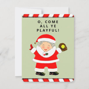 Funny Softball Christmas Feiertagskarte