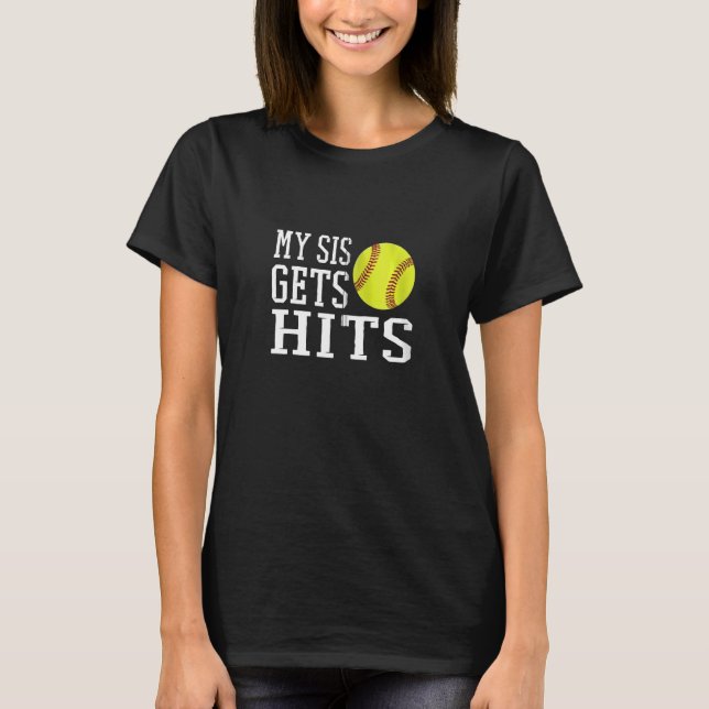 Funny Softball My Sis trifft Bruder und Schwester  T-Shirt (Vorderseite)