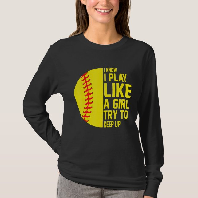 Funny Softball Niedliche Softball-Spieler 1 T-Shirt (Vorderseite)