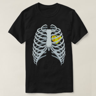 Funny Softball Skelett Rib Cage Halloween Kostüm T-Shirt