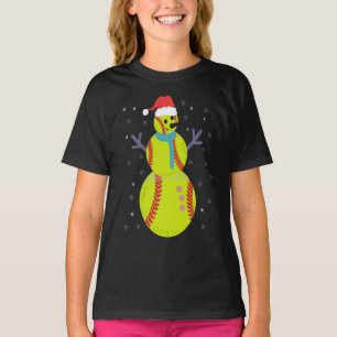 Funny Softball Snowman Weihnachtsgeschenk T-Shirt