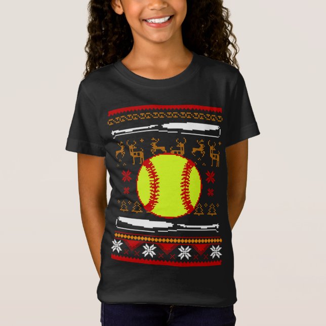 Funny Softball Weihnachtsgeschenk T-Shirt (Vorderseite)
