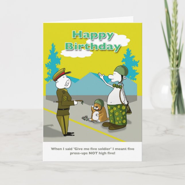 Funny Soldat Happy Birthday Card Karte (Vorderseite)
