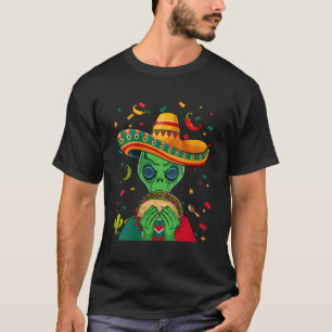 Funny Sombrero Alien Taco UFO Mexiko Flaggenstaat  T-Shirt