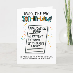 Funny Son-in-Law Card - Formular für die Anwendung Dankeskarte