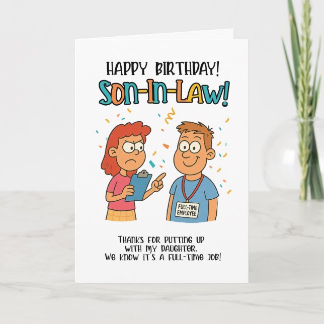 Funny Son-in-Law Card - Vollzeit-Mitarbeiter-Joke Dankeskarte (Vorderseite)