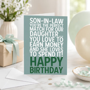 Funny Son-in-Law Geburtstag Card Geld Joke Einladung