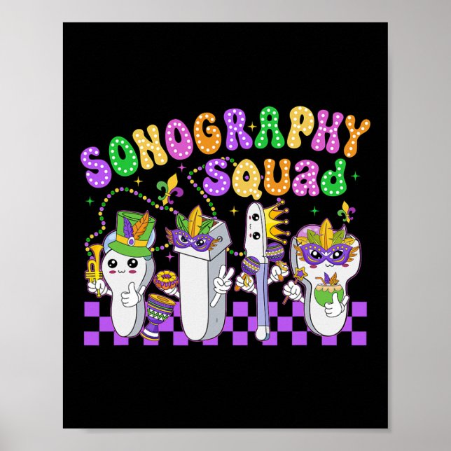 Funny Sonography Squad Mardi Gras Carnival Sonogra Poster (Vorne)