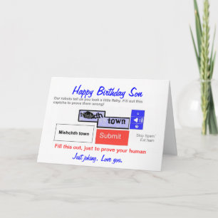 Funny Sons Geburtstagkarte. Bist du ein Roboter? Karte