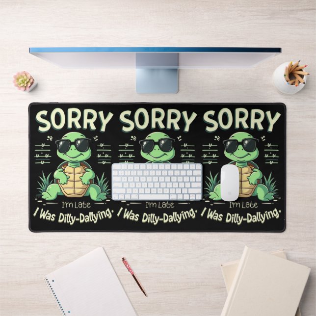 Funny Sorry, dass ich spät dran bin mit Retro Ästh Schreibtischunterlage (Büro 1)