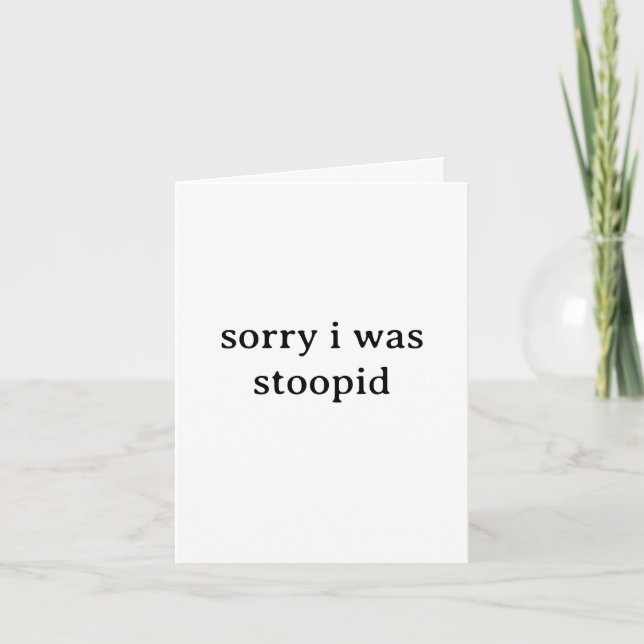 Funny “Sorry I Was Stoopid” Apology Card – Quirky Karte (Vorderseite)