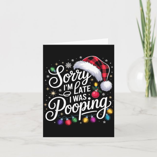 Funny Sorry I'm Late I Was Ong Xmas Lights Red San Karte (Vorderseite)
