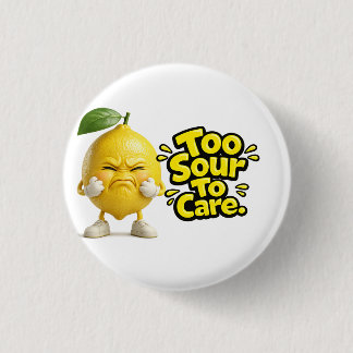 Funny Sour Lemon Pin Button | Cute Angry Lemon Bad