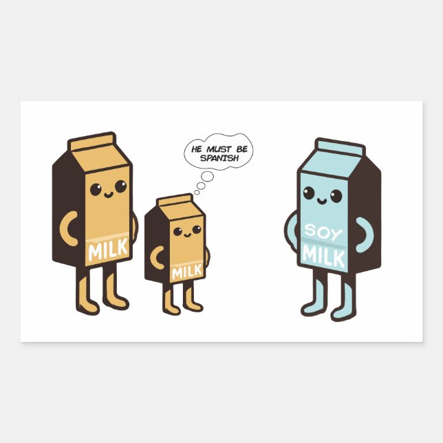 Funny Soy Milk Spaß - Quirky Milk Carton Cartoon Rechteckiger Aufkleber (Vorderseite)