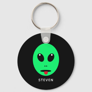 Funny Space Alien Black Green Personalisiert Schlüsselanhänger