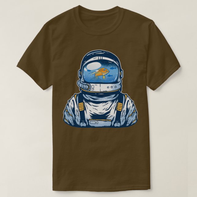 Funny Space Astronaut Aquarium Design T-Shirt (Design vorne)