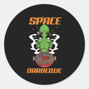 Funny Space Barbecue Alien Grill Koch Grillen Runder Aufkleber