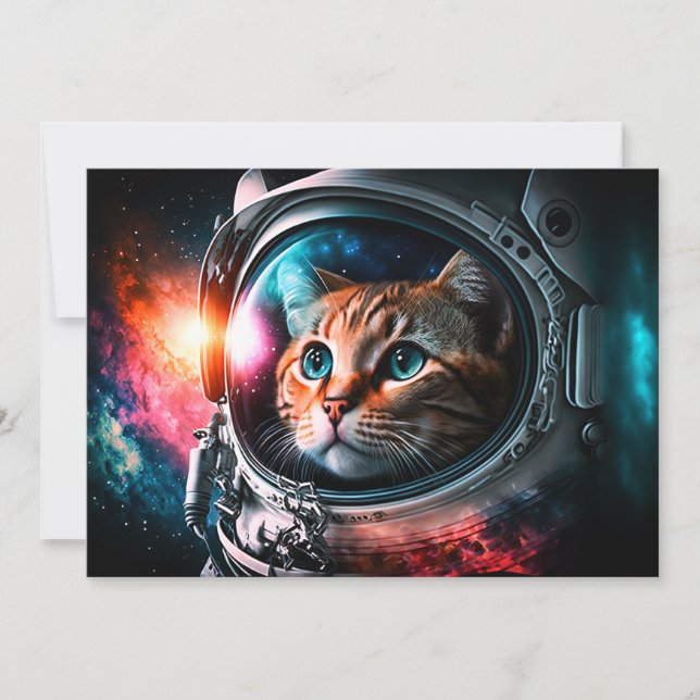 Funny Space Cat Astronaut Kitty Galaxy Universe Einladung (Vorderseite)
