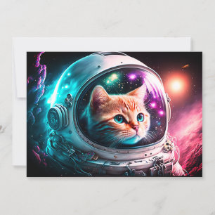 Funny Space Cat Astronaut Kitty Galaxy Universe Einladung