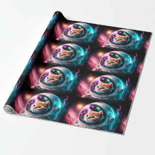 Funny Space Cat Astronaut Kitty Galaxy Universe Geschenkpapier