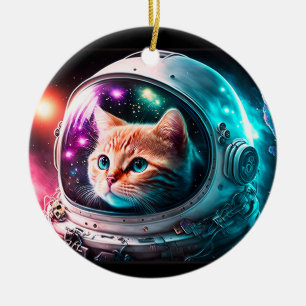 Funny Space Cat Astronaut Kitty Galaxy Universe Keramik Ornament